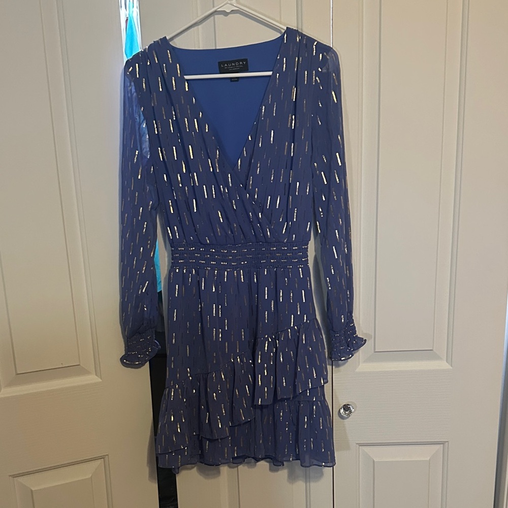 Laundry By Shelli Segal Blue Dress with Silver Accents